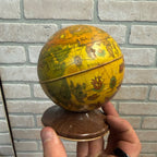 Vintage J Chein Tin World Globe Bank in Spanish Money Saver