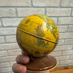 Vintage J Chein Tin World Globe Bank in Spanish Money Saver