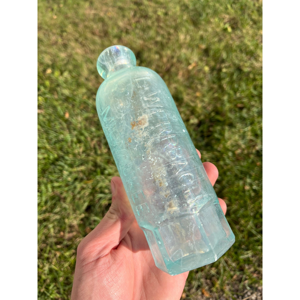 L. Werrbach c1890s Milwaukee Wis Aqua Blue Soda Bottle Blob Top Hutchinson