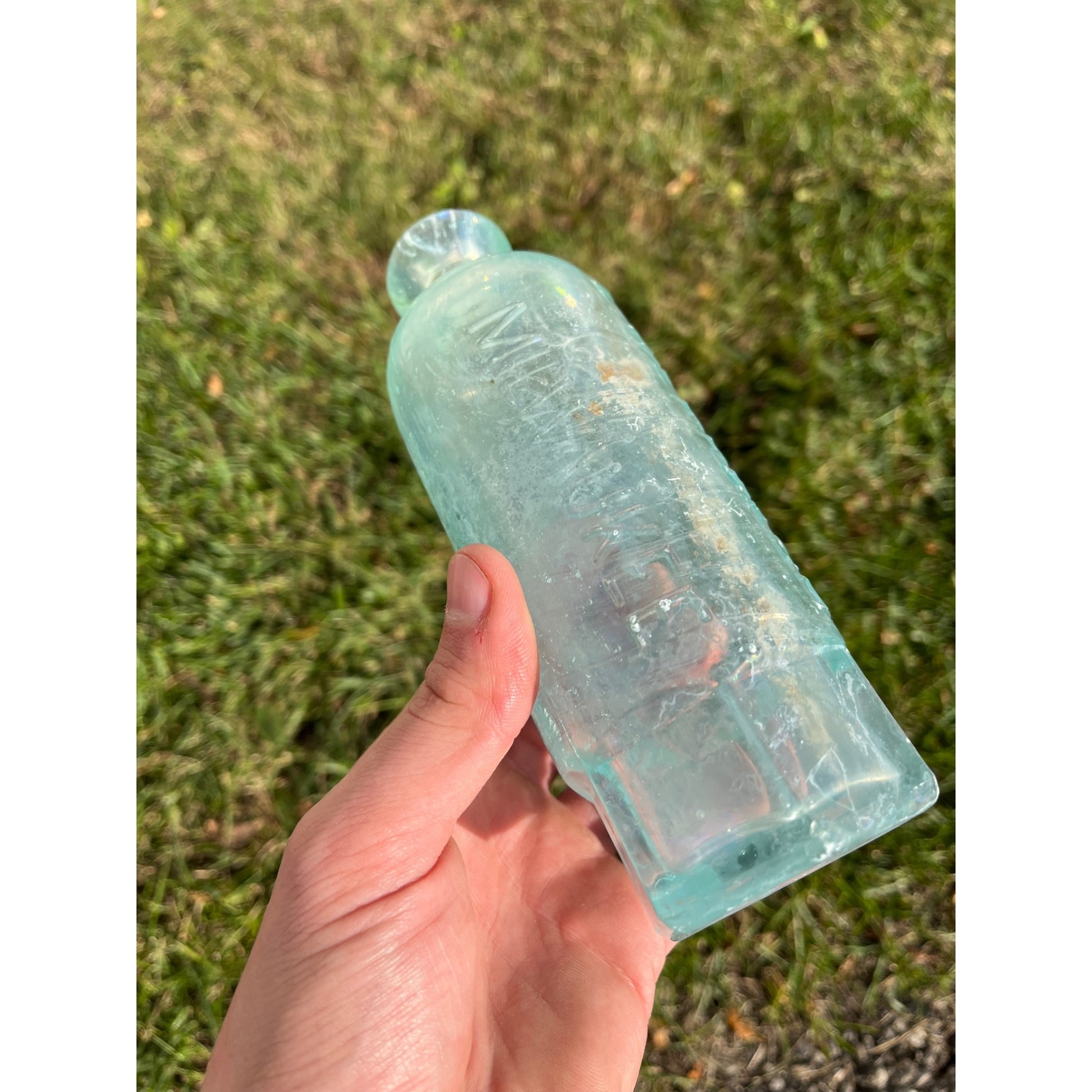 L. Werrbach c1890s Milwaukee Wis Aqua Blue Soda Bottle Blob Top Hutchinson