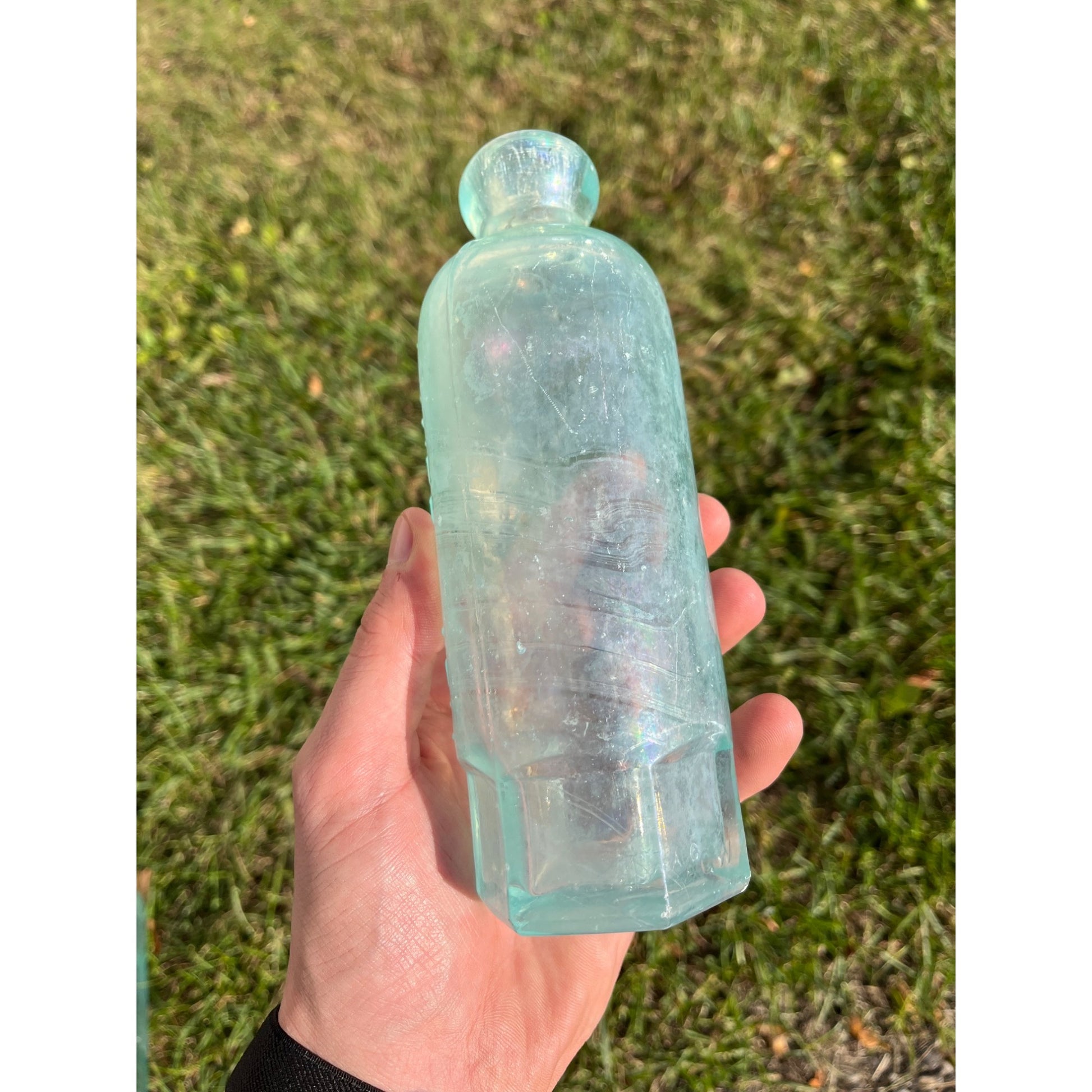 L. Werrbach c1890s Milwaukee Wis Aqua Blue Soda Bottle Blob Top Hutchinson