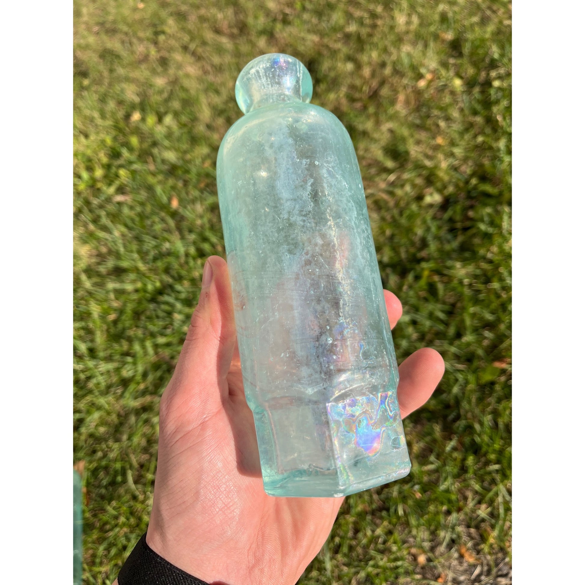 L. Werrbach c1890s Milwaukee Wis Aqua Blue Soda Bottle Blob Top Hutchinson