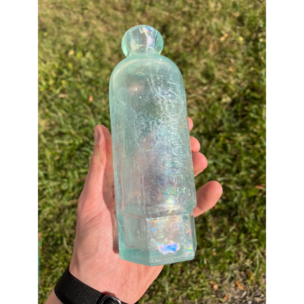 L. Werrbach c1890s Milwaukee Wis Aqua Blue Soda Bottle Blob Top Hutchinson
