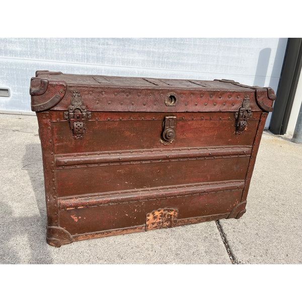 Antique 1880s Steamer Trunk Chest Train Luggage Stage Coach Carriage Unusual