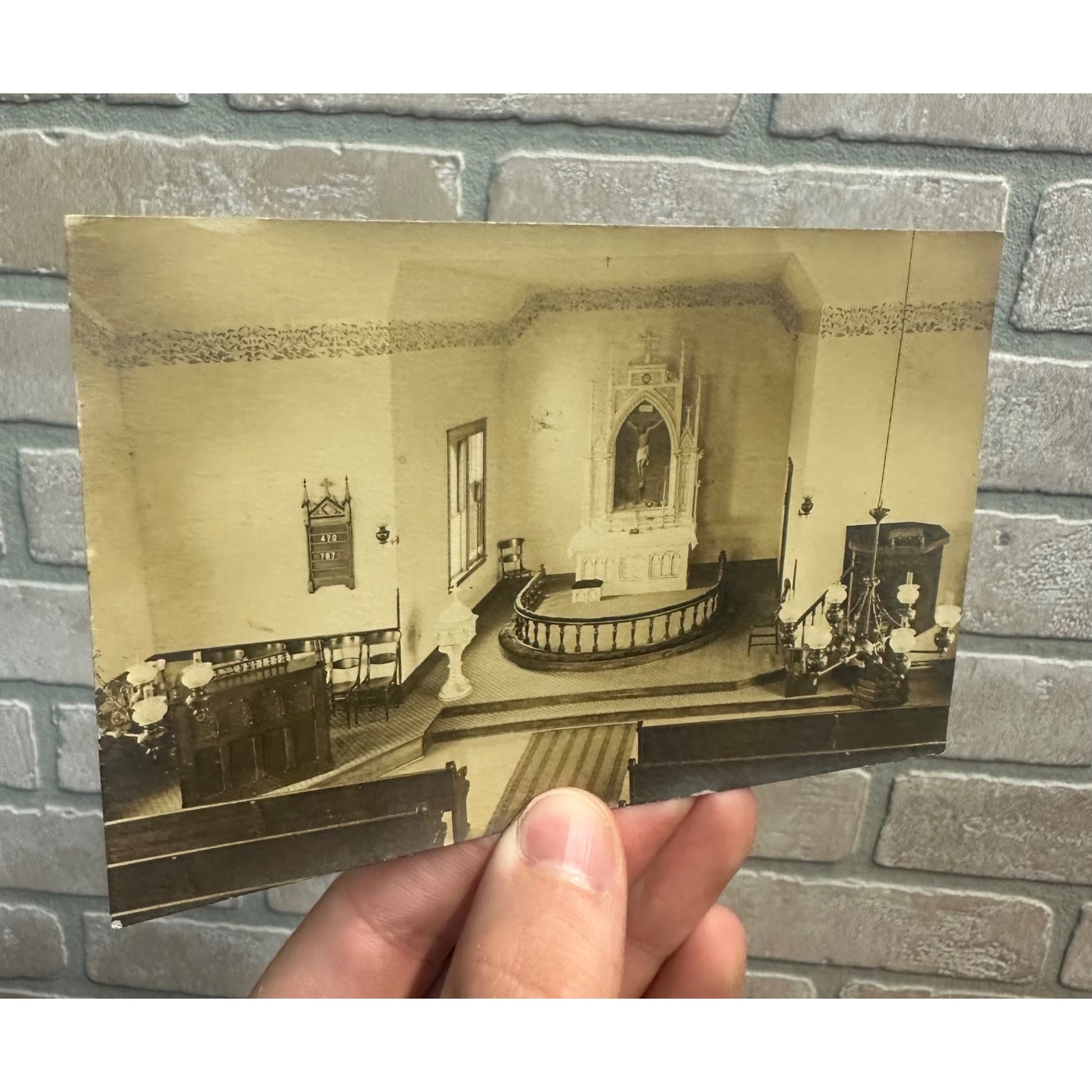 Coulter Iowa IA RPPC Postcard Danish Lutheran Church Interior Early 1900s Vintage