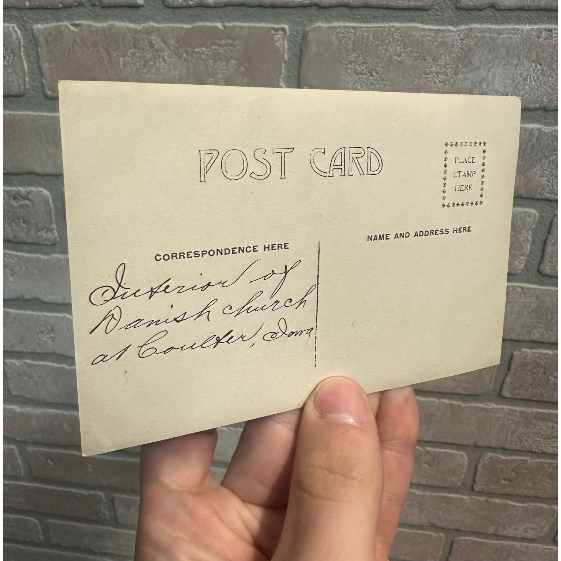 Coulter Iowa IA RPPC Postcard Danish Lutheran Church Interior Early 1900s Vintage