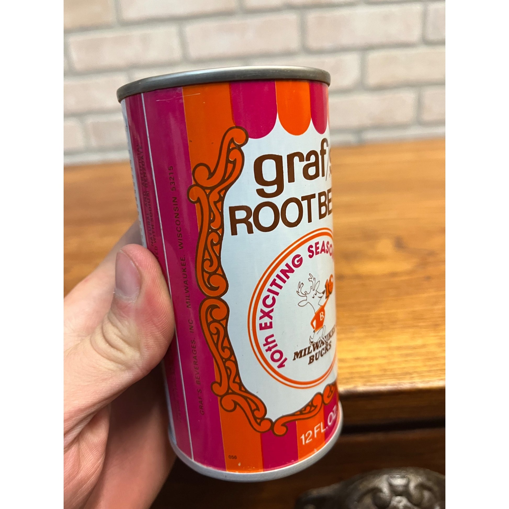 GRAF'S ROOT BEER - 1977-78 MILWAUKEE BUCKS SCHEDULE - Soda Can Coin Bank
