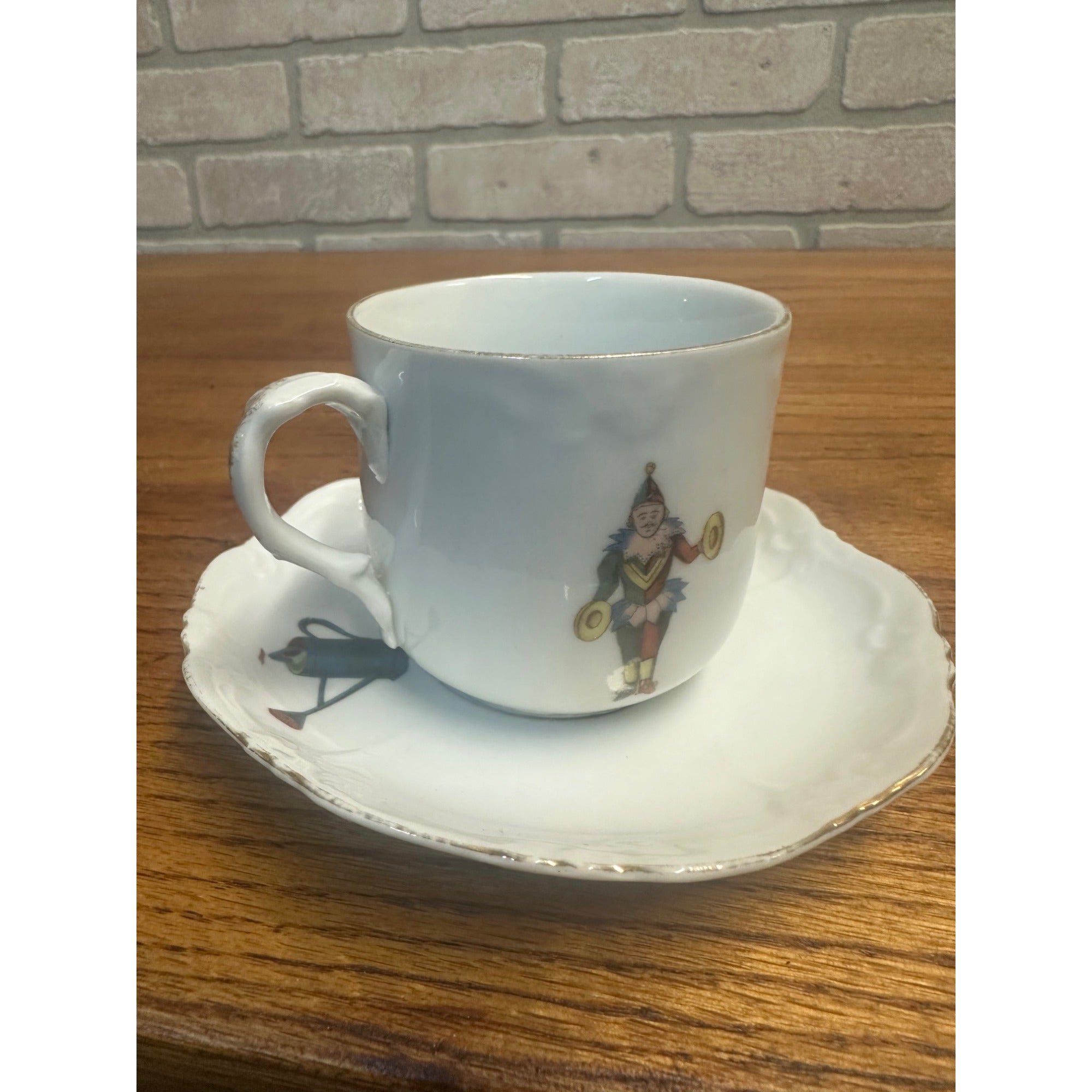 Antique Victorian 1900s Porcelain German Child's Tea Cup & Saucer Toys Drum Cart