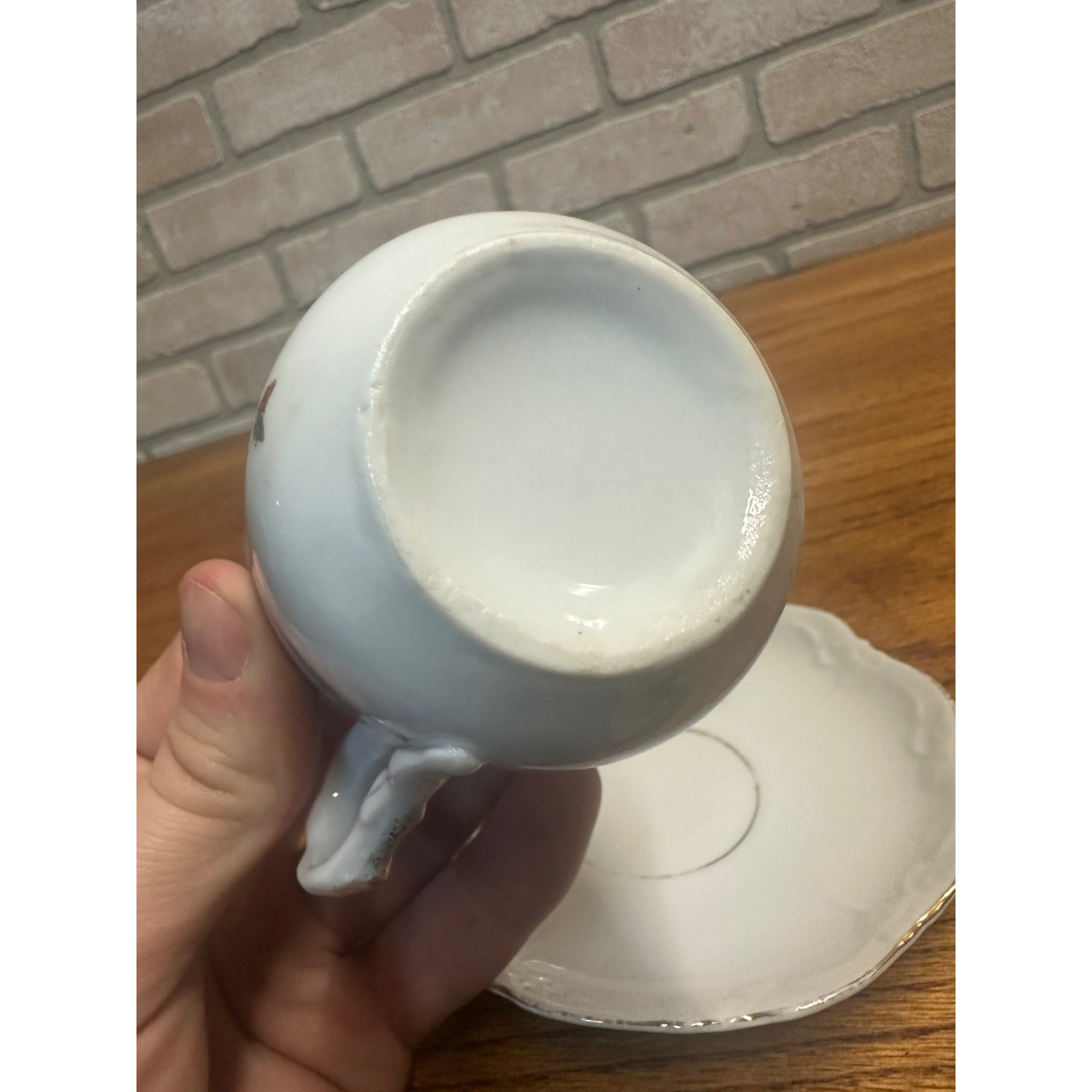 Antique Victorian 1900s Porcelain German Child's Tea Cup & Saucer Toys Drum Cart