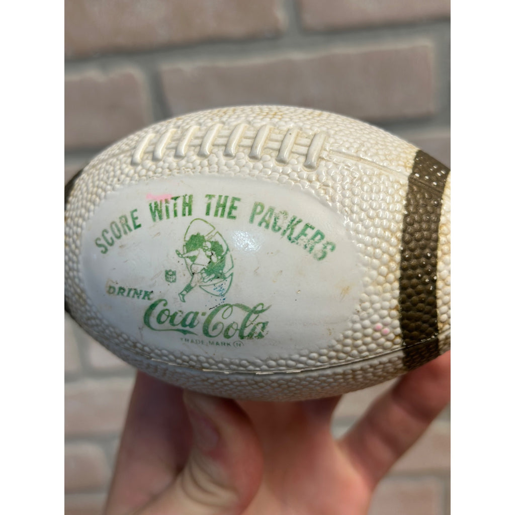 Vintage 1960s Green Bay Packers Coca-Cola Mini Football Promotional Hard Plastic