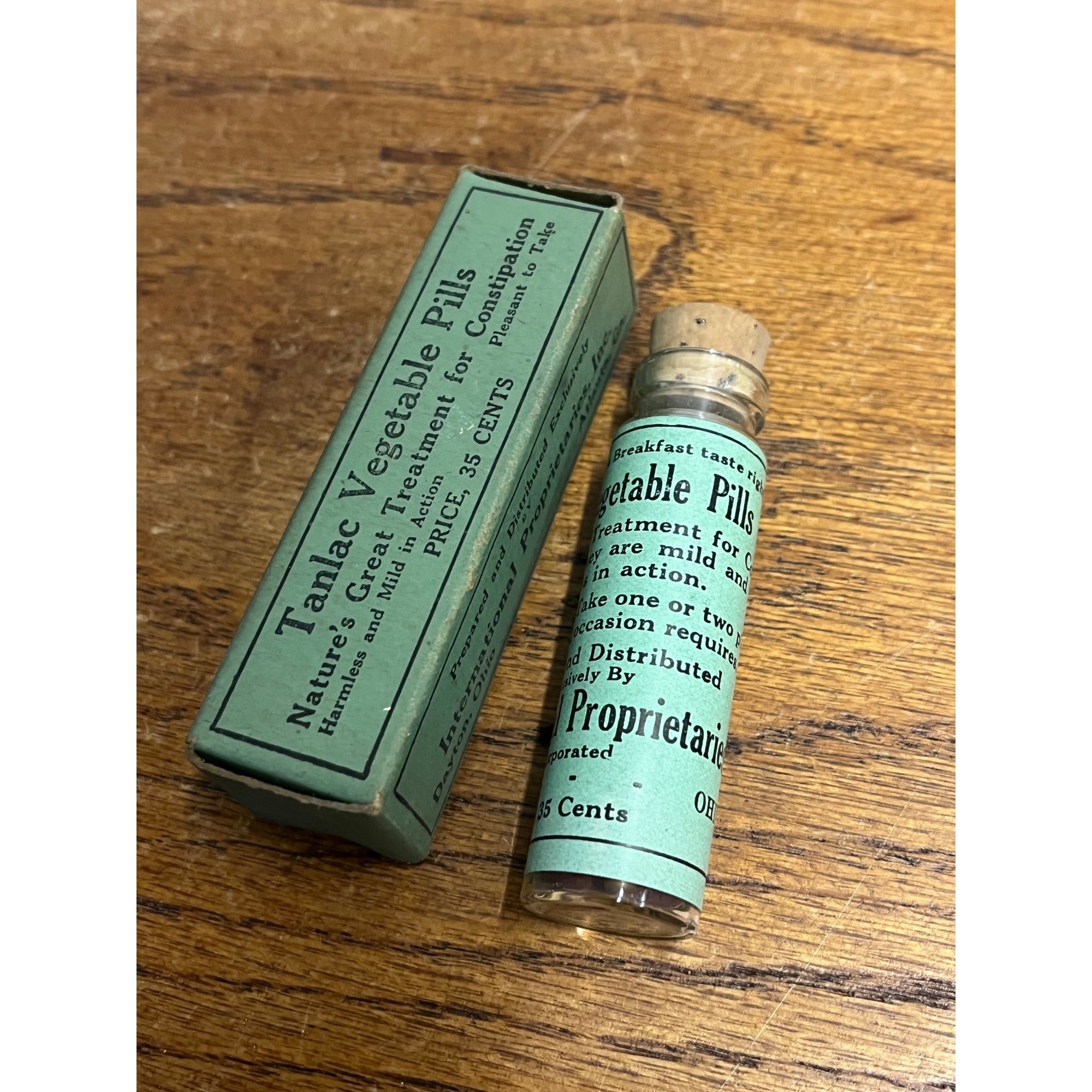 Antique Tanlac Vegetable Pills Original Label & Box Quack Medicine Advertising