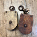 Antique (2) Wooden Block Pulleys Farmhouse Decor Tools
