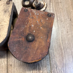 Antique (2) Wooden Block Pulleys Farmhouse Decor Tools