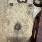 Antique (2) Wooden Block Pulleys Farmhouse Decor Tools