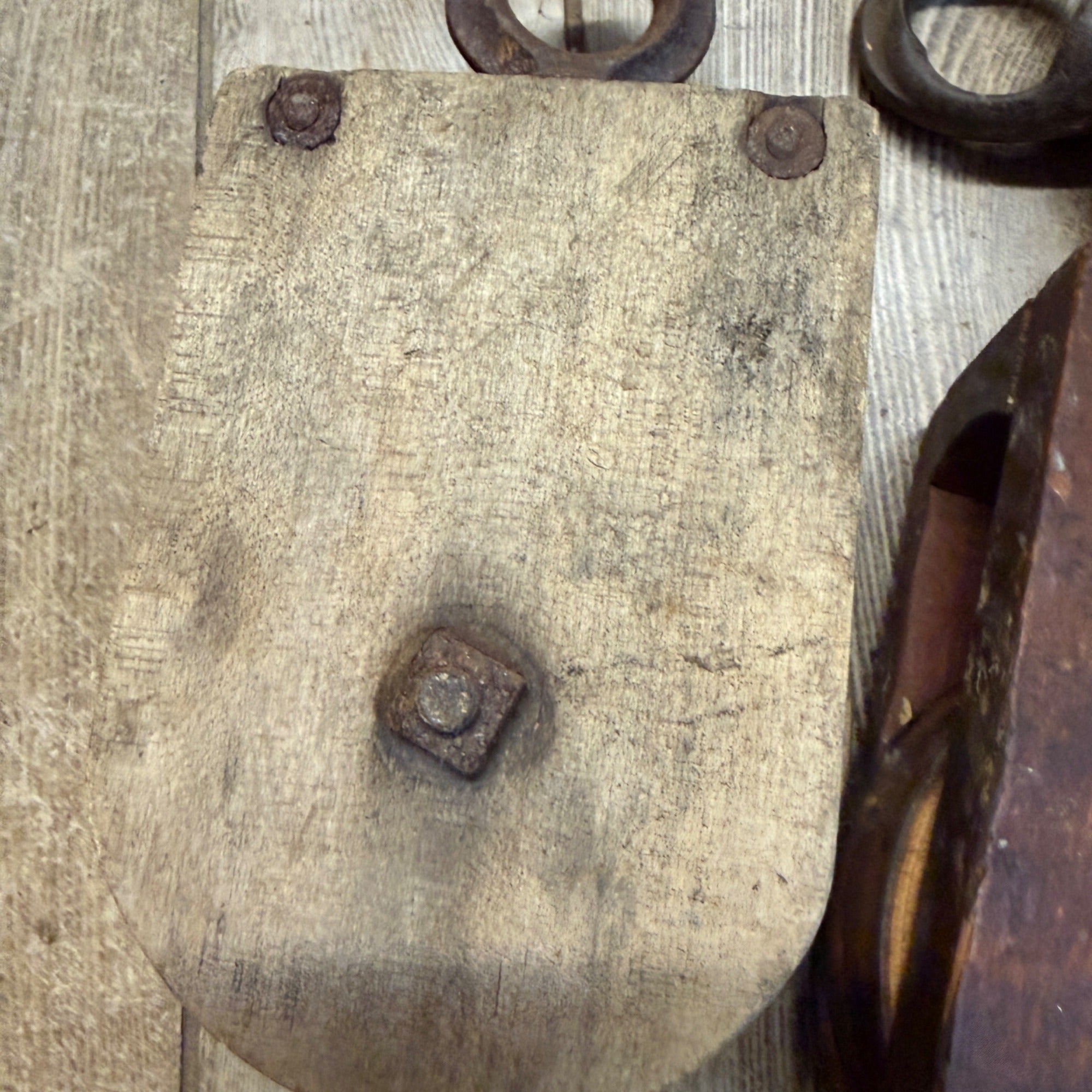 Antique (2) Wooden Block Pulleys Farmhouse Decor Tools