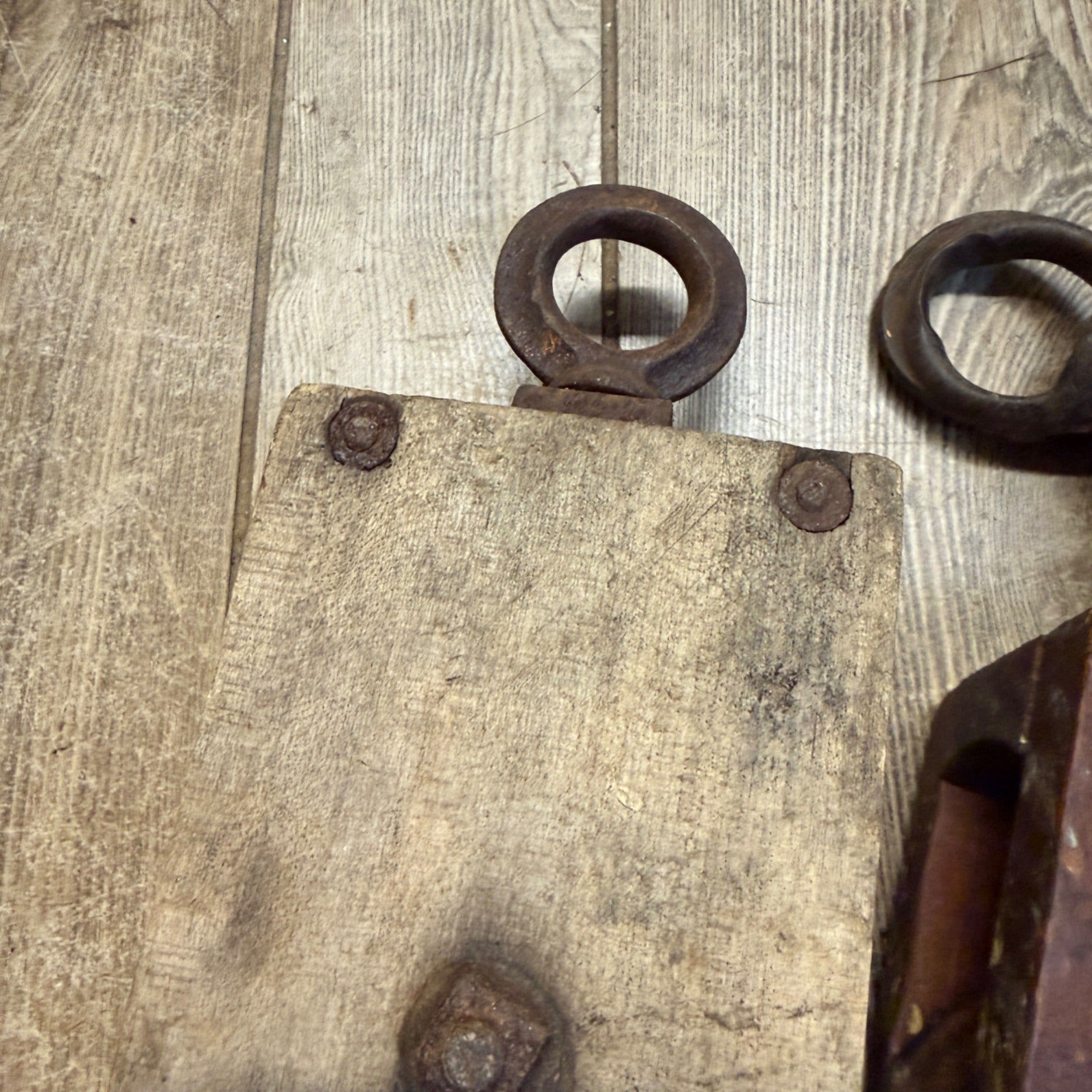 Antique (2) Wooden Block Pulleys Farmhouse Decor Tools