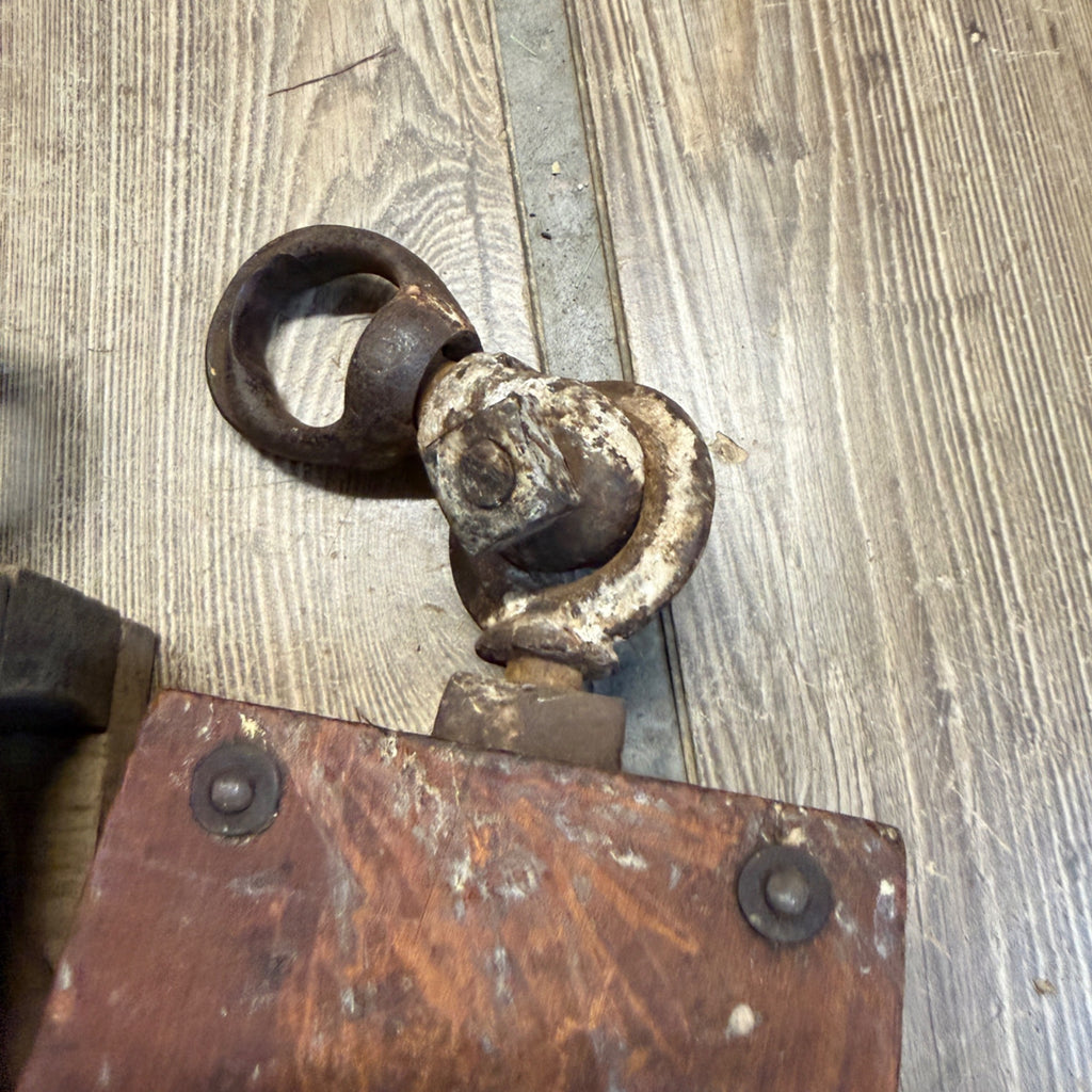 Antique (2) Wooden Block Pulleys Farmhouse Decor Tools