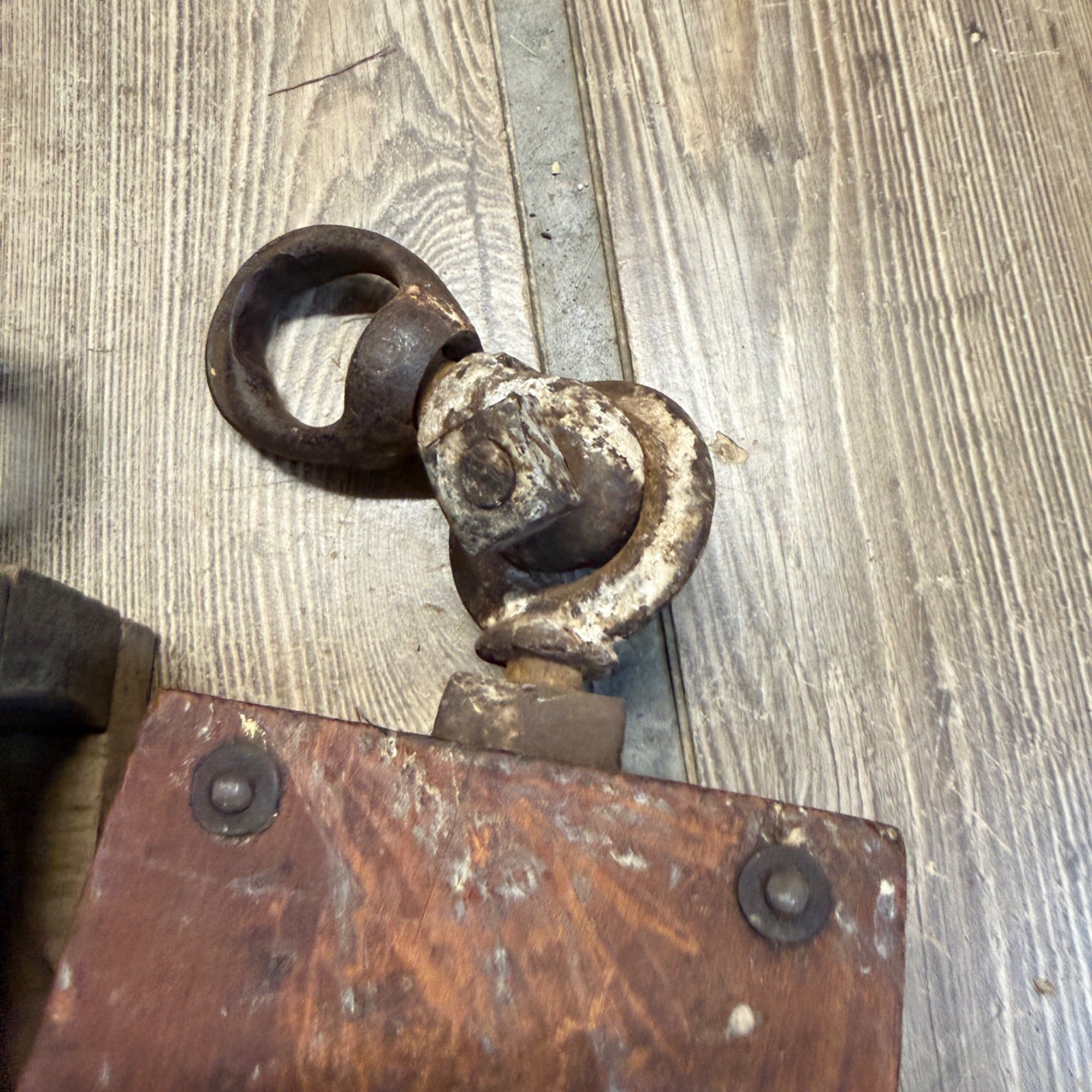 Antique (2) Wooden Block Pulleys Farmhouse Decor Tools