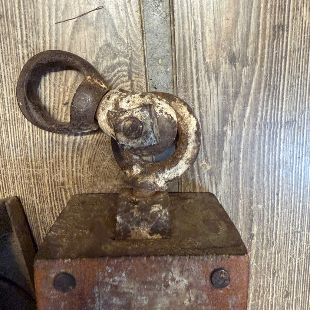 Antique (2) Wooden Block Pulleys Farmhouse Decor Tools