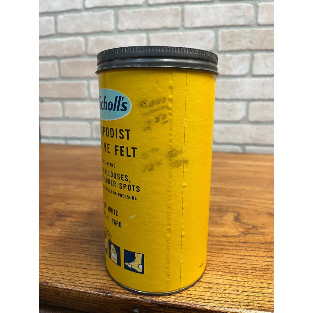 Vintage Dr Scholl's Chiropodist Felt Empty Tube Can Medicine Advertising