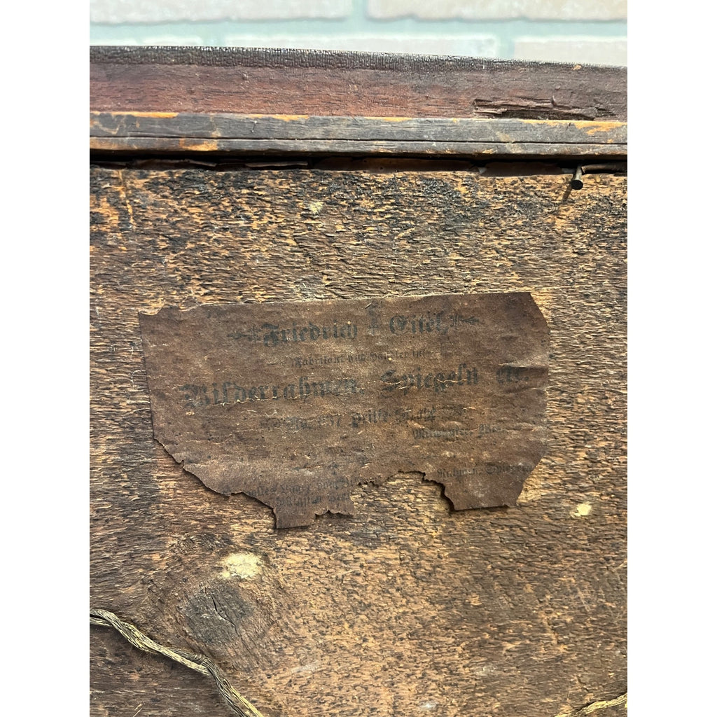 Antique Vintage Black Forest Adirondack Carved Wood Frame - Jesus Christ Sacred Heart Religious Print