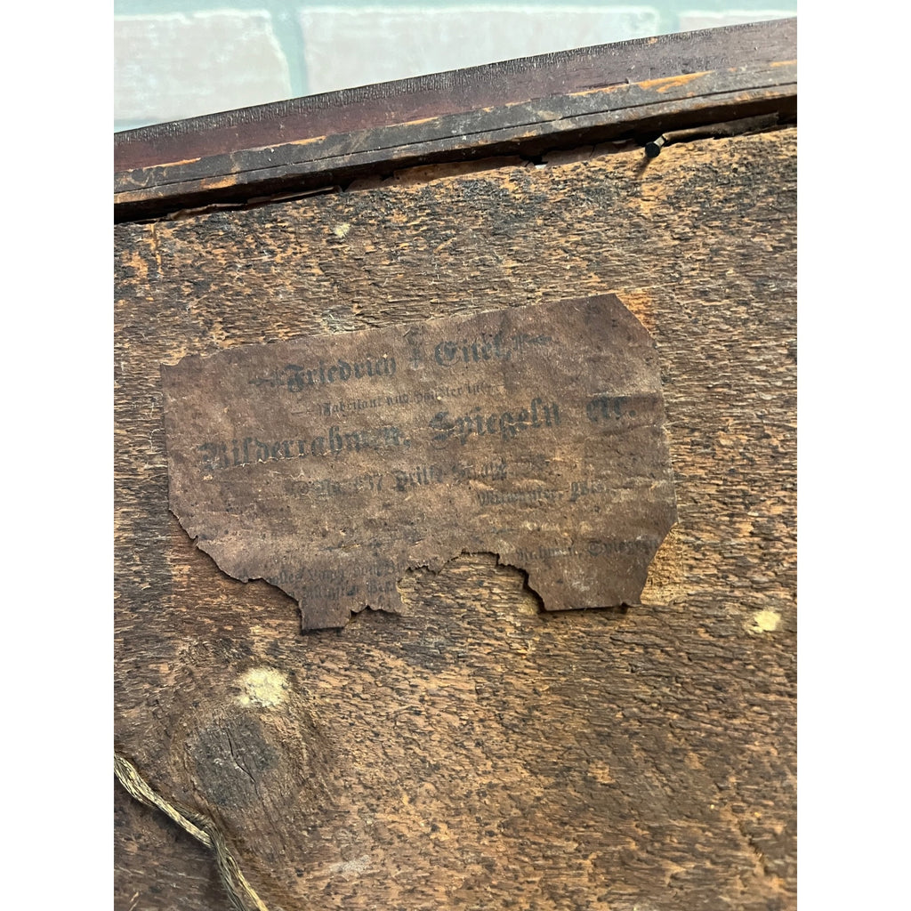 Antique Vintage Black Forest Adirondack Carved Wood Frame - Jesus Christ Sacred Heart Religious Print