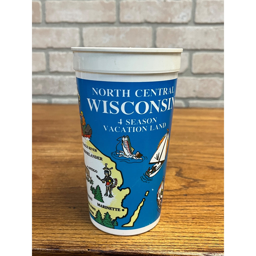 Vintage 1980s Coca Cola Wisconsin 4-Season Vactionland Souvenir Plastic Cup