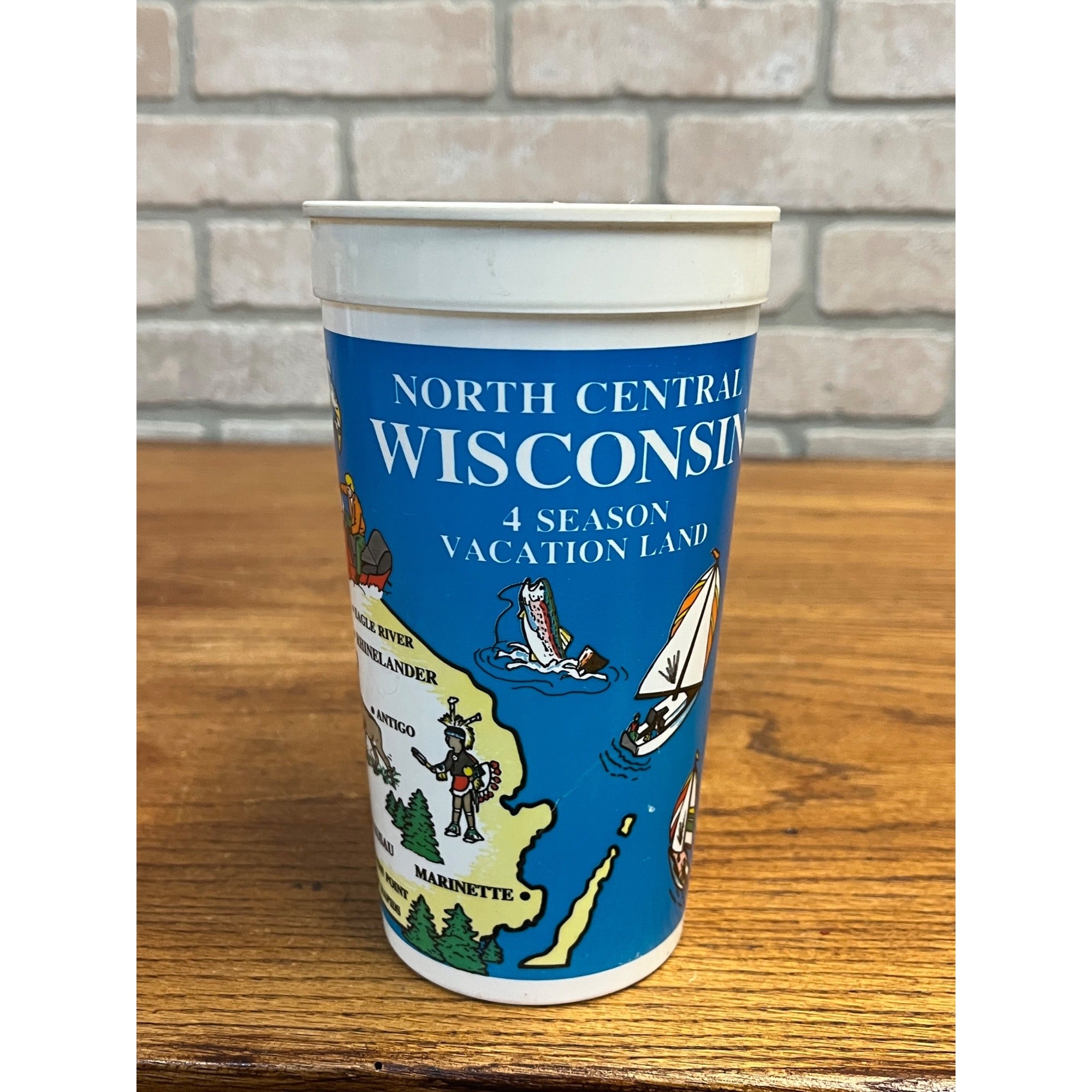 Vintage 1980s Coca Cola Wisconsin 4-Season Vactionland Souvenir Plastic Cup