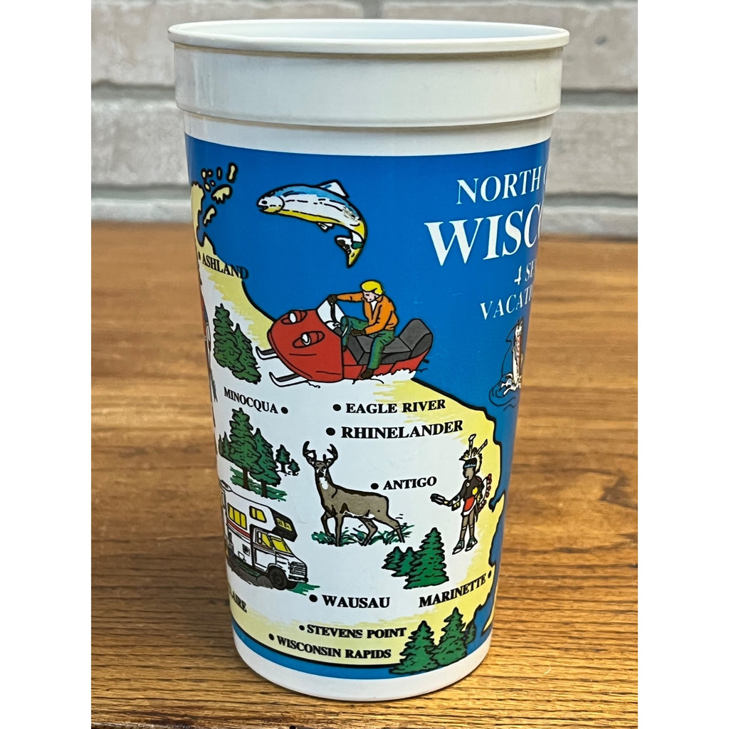 Vintage 1980s Coca Cola Wisconsin 4-Season Vactionland Souvenir Plastic Cup