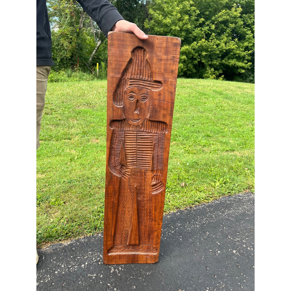 Antique Primitive 19th c. Large Wood Cookie Mold Soldier 39"x10" Springerle AAFA