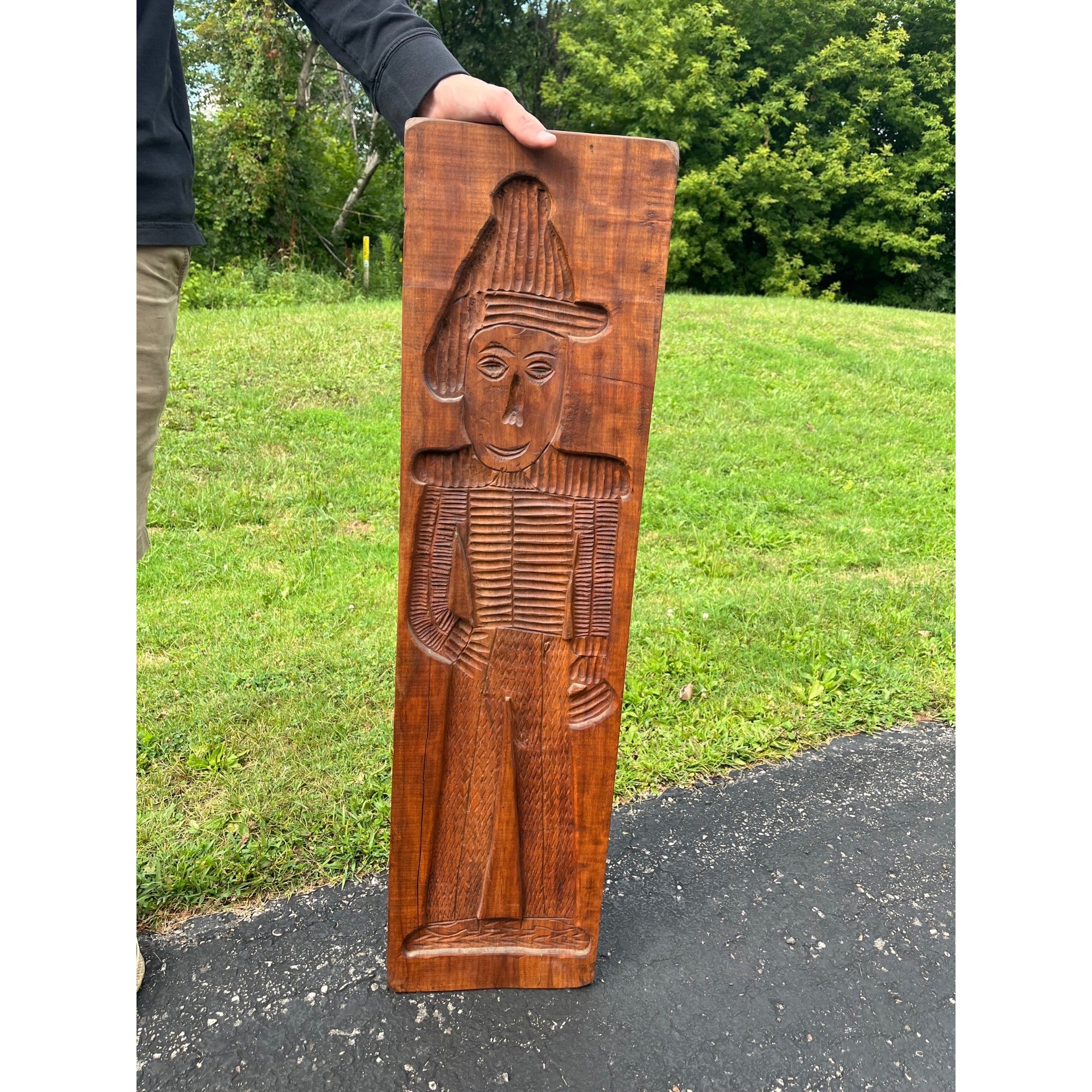 Antique Primitive 19th c. Large Wood Cookie Mold Soldier 39"x10" Springerle AAFA