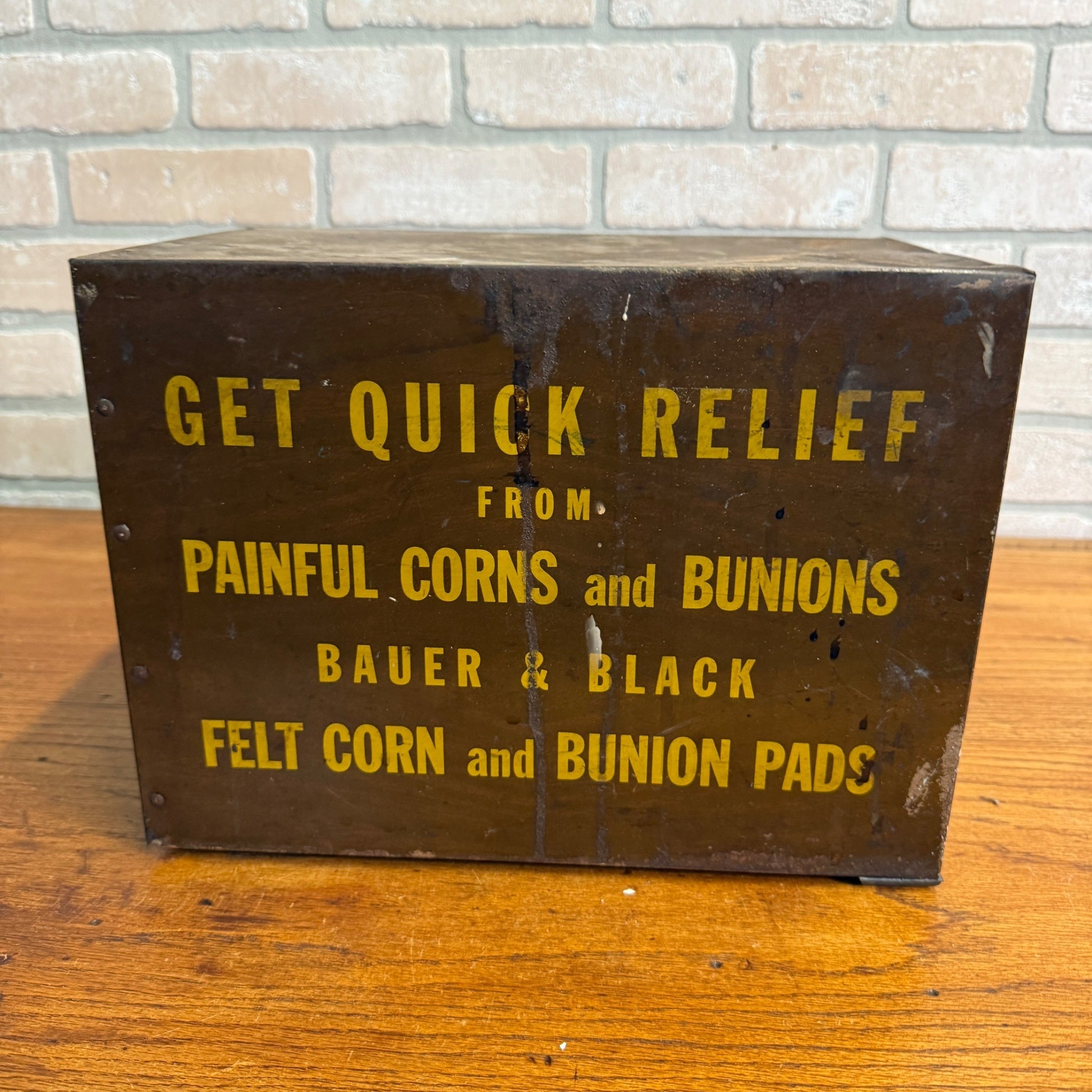 Vintage 1940's BAUER & BLACK Foot Corn & Bunion Pads Metal Display Cabinet Sign