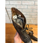 Antique Victorian Edwardian Black Leather Lace Up Boots Women’s High Top Shoes Prop Decor