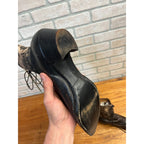 Antique Victorian Edwardian Black Leather Lace Up Boots Women’s High Top Shoes Prop Decor