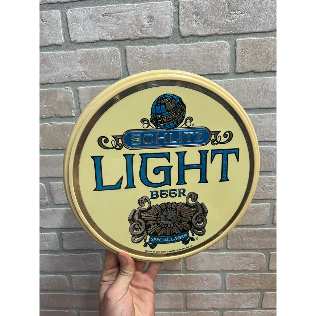 Vintage 1976 Schlitz Light Beer Hard Plastic Sign Bar Advertising Milwaukee