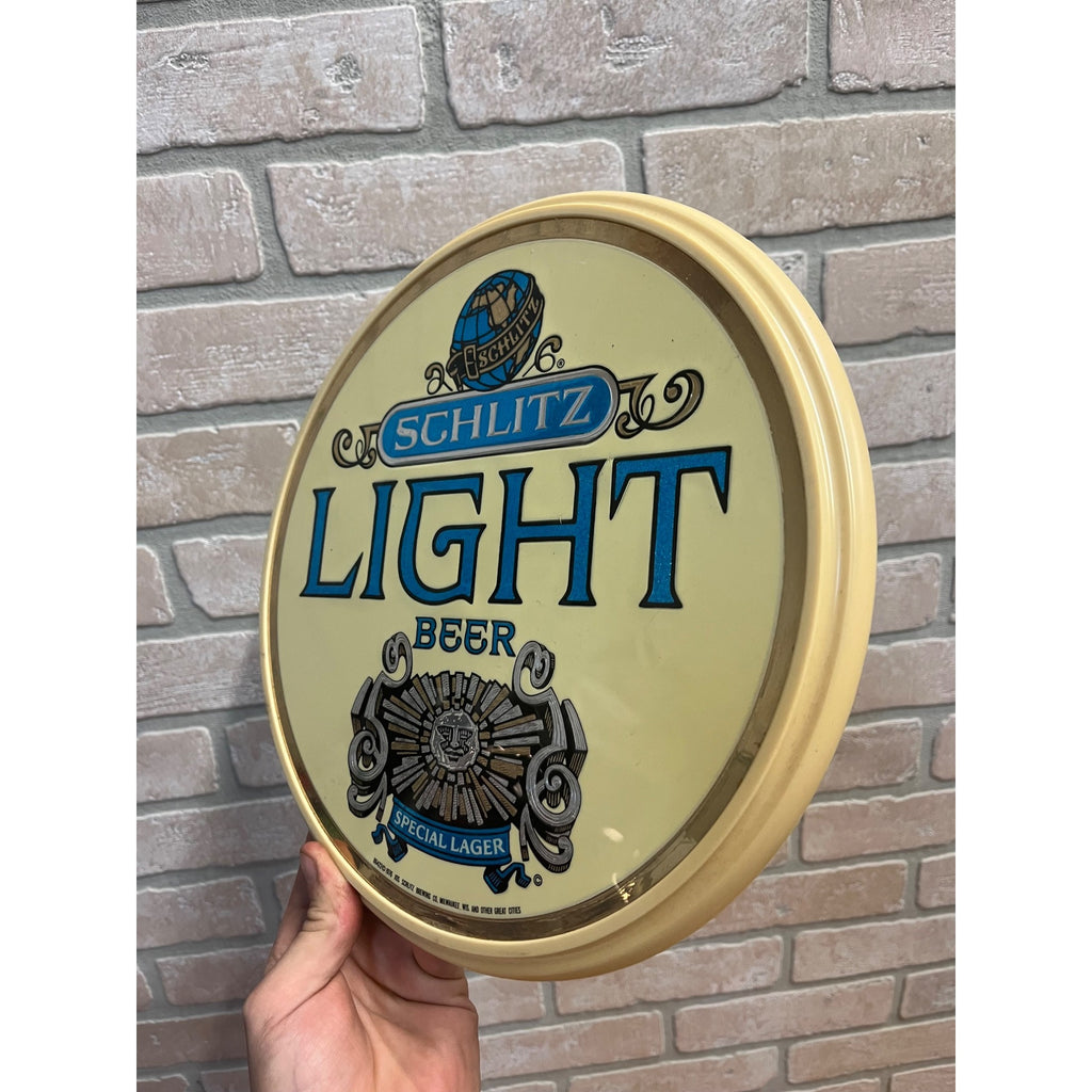 Vintage 1976 Schlitz Light Beer Hard Plastic Sign Bar Advertising Milwaukee