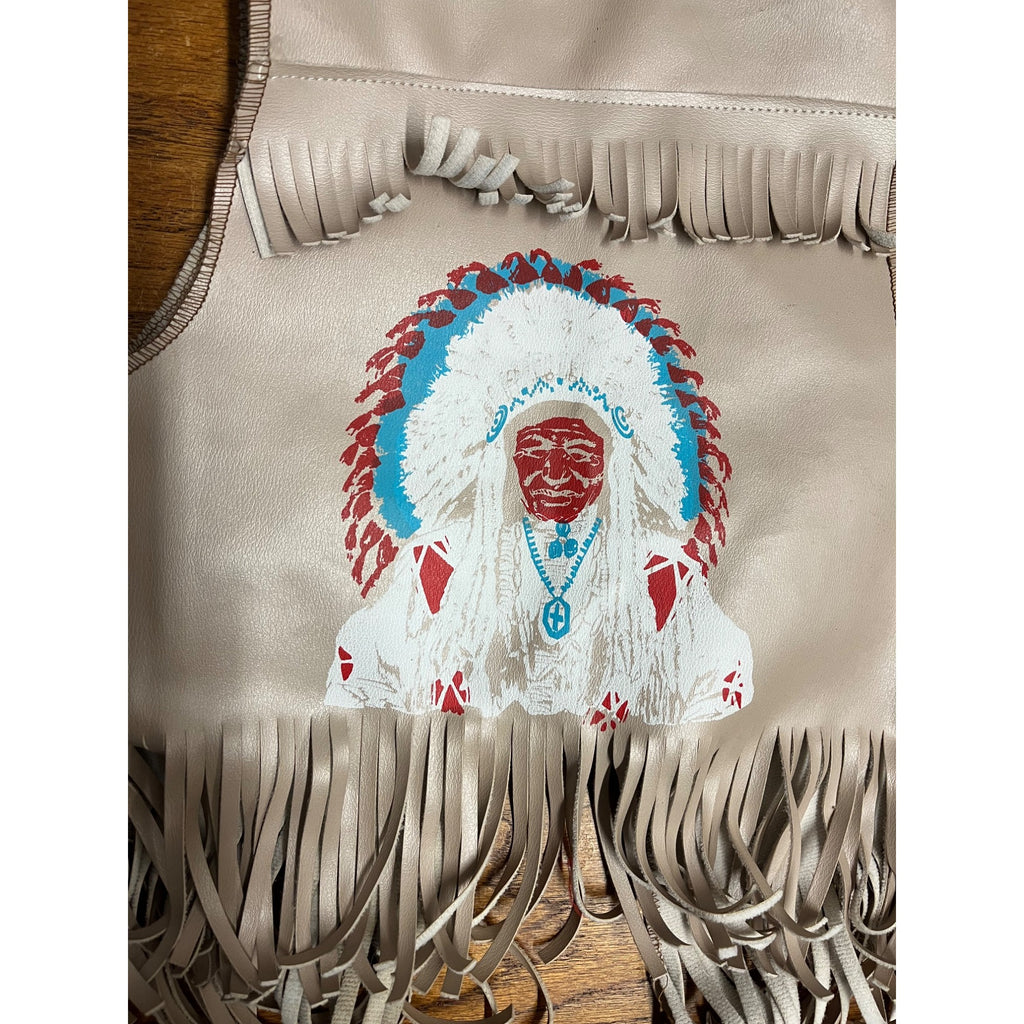 Vintage Cherokee Qualla Reservation Made Fringe Child Vest Painted Chief