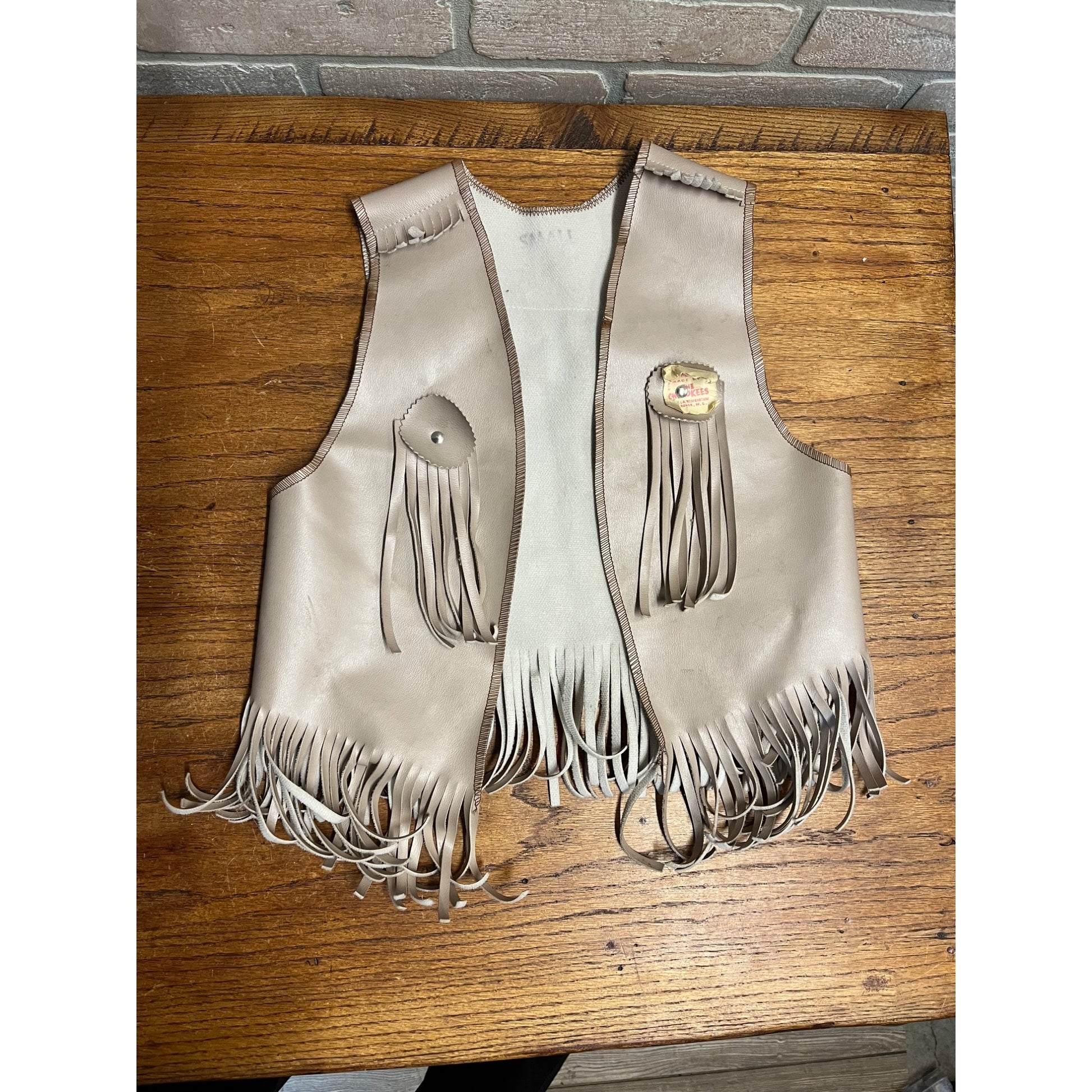 Vintage Cherokee Qualla Reservation Made Fringe Child Vest Painted Chief