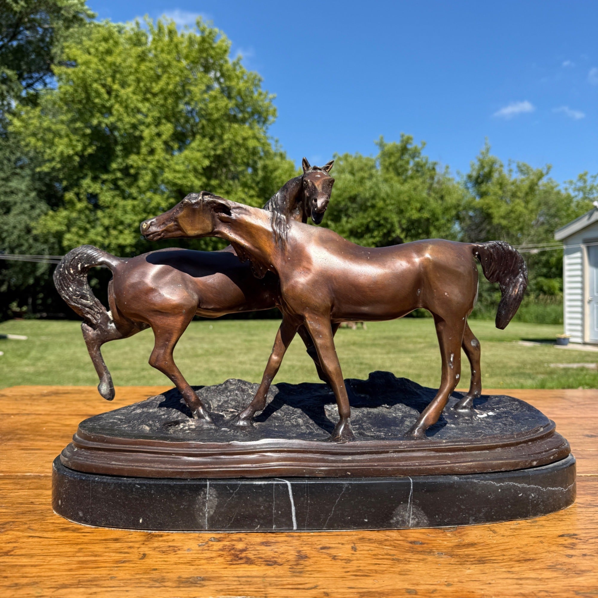 Vintage Bronze Horse Sculpture Equestrian After Pierre Jules Mene Signed