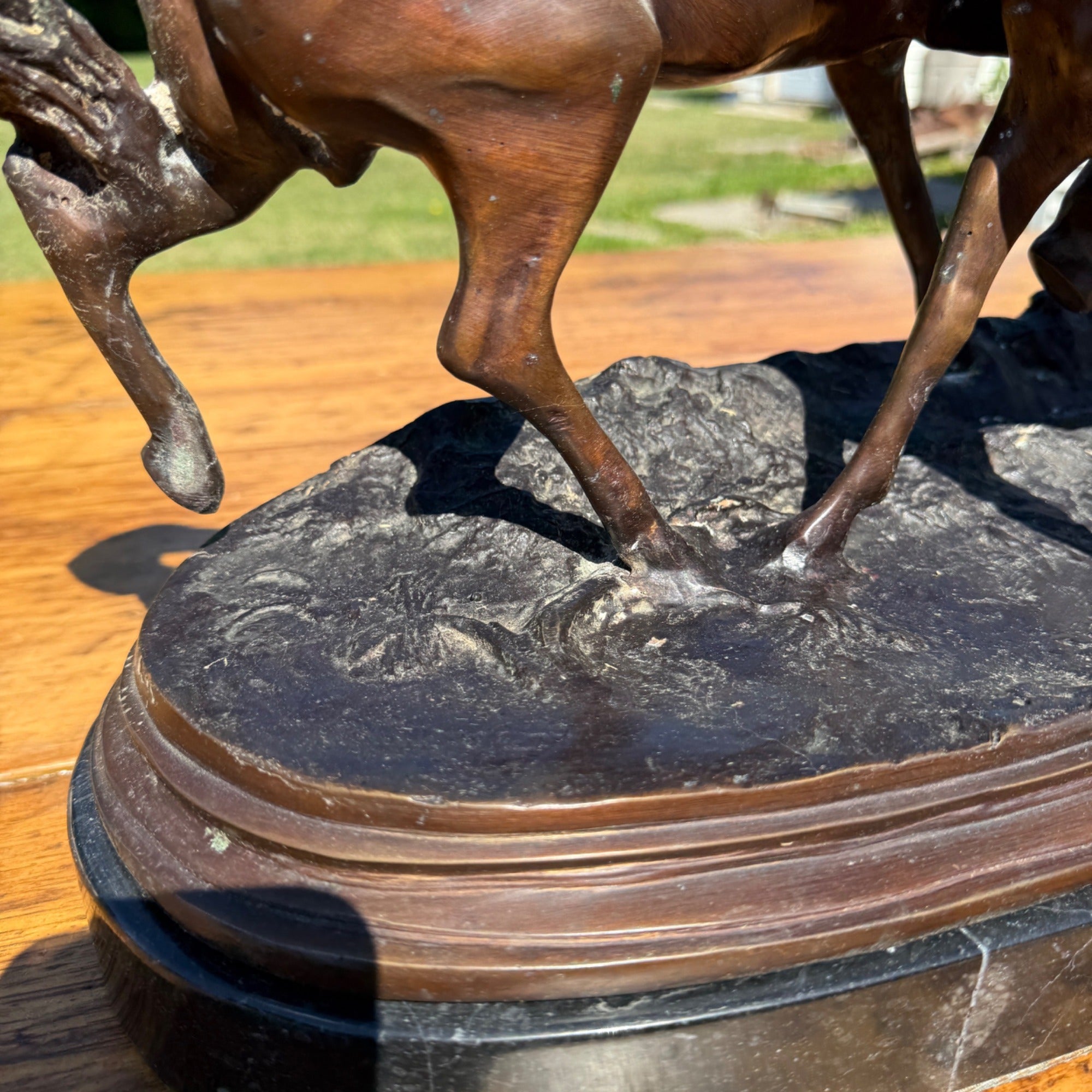 Vintage Bronze Horse Sculpture Equestrian After Pierre Jules Mene Signed