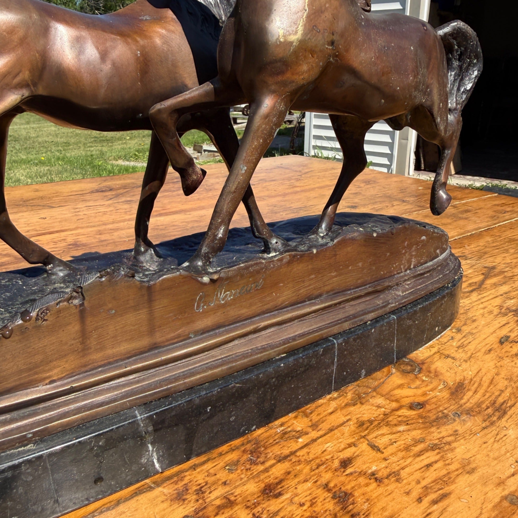 Vintage Bronze Horse Sculpture Equestrian After Pierre Jules Mene Signed