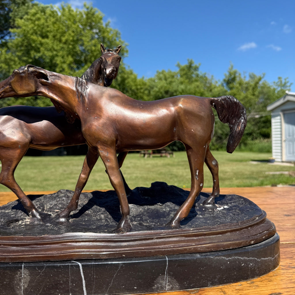Vintage Bronze Horse Sculpture Equestrian After Pierre Jules Mene Signed