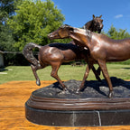 Vintage Bronze Horse Sculpture Equestrian After Pierre Jules Mene Signed