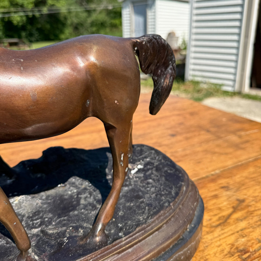 Vintage Bronze Horse Sculpture Equestrian After Pierre Jules Mene Signed