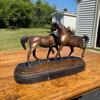 Vintage Bronze Horse Sculpture Equestrian After Pierre Jules Mene Signed