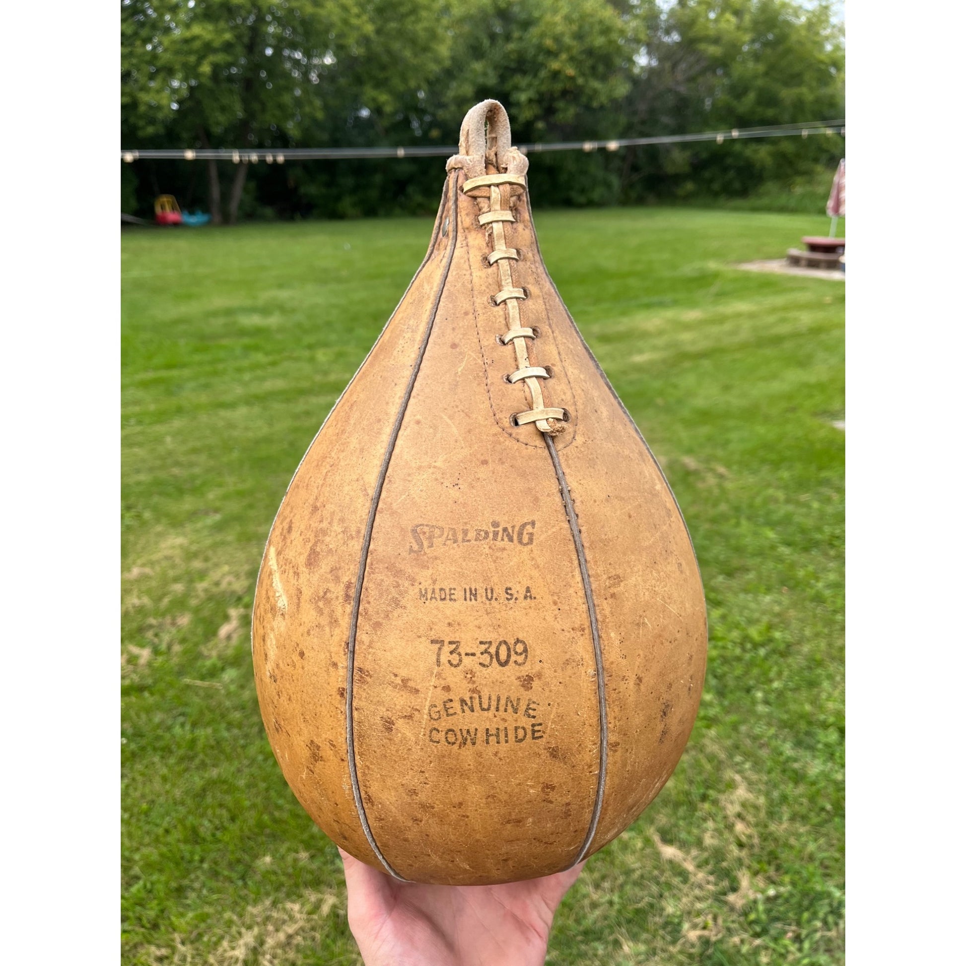 Antique Vintage Spalding Leather Stitched Speed Bag Boxing Gym