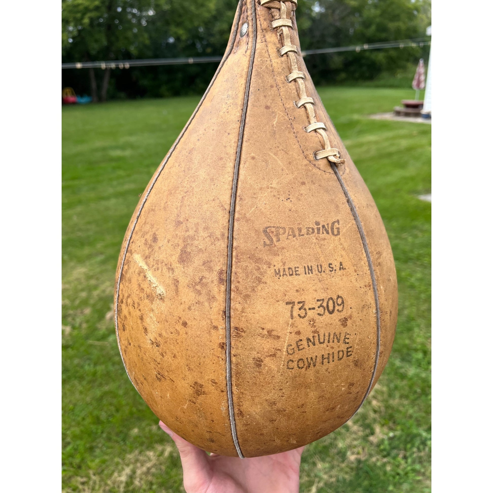 Antique Vintage Spalding Leather Stitched Speed Bag Boxing Gym