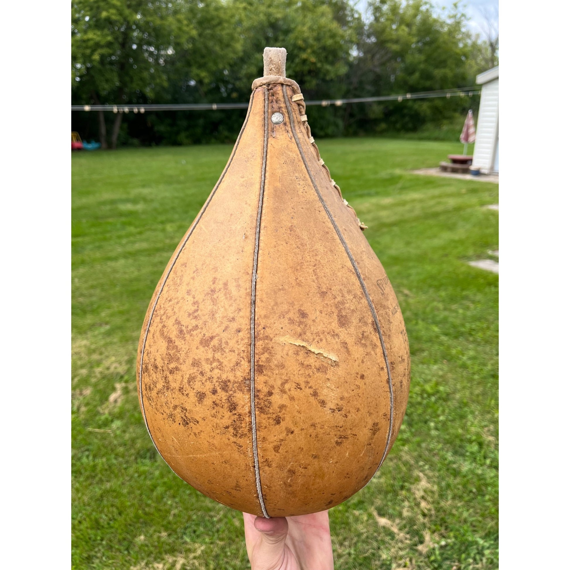 Antique Vintage Spalding Leather Stitched Speed Bag Boxing Gym