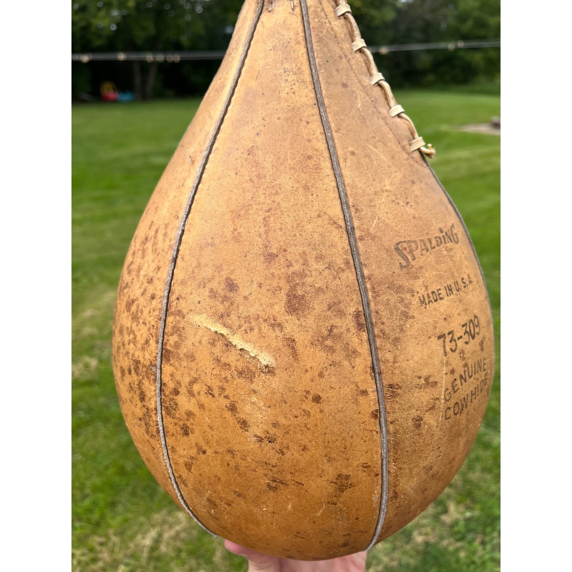 Antique Vintage Spalding Leather Stitched Speed Bag Boxing Gym