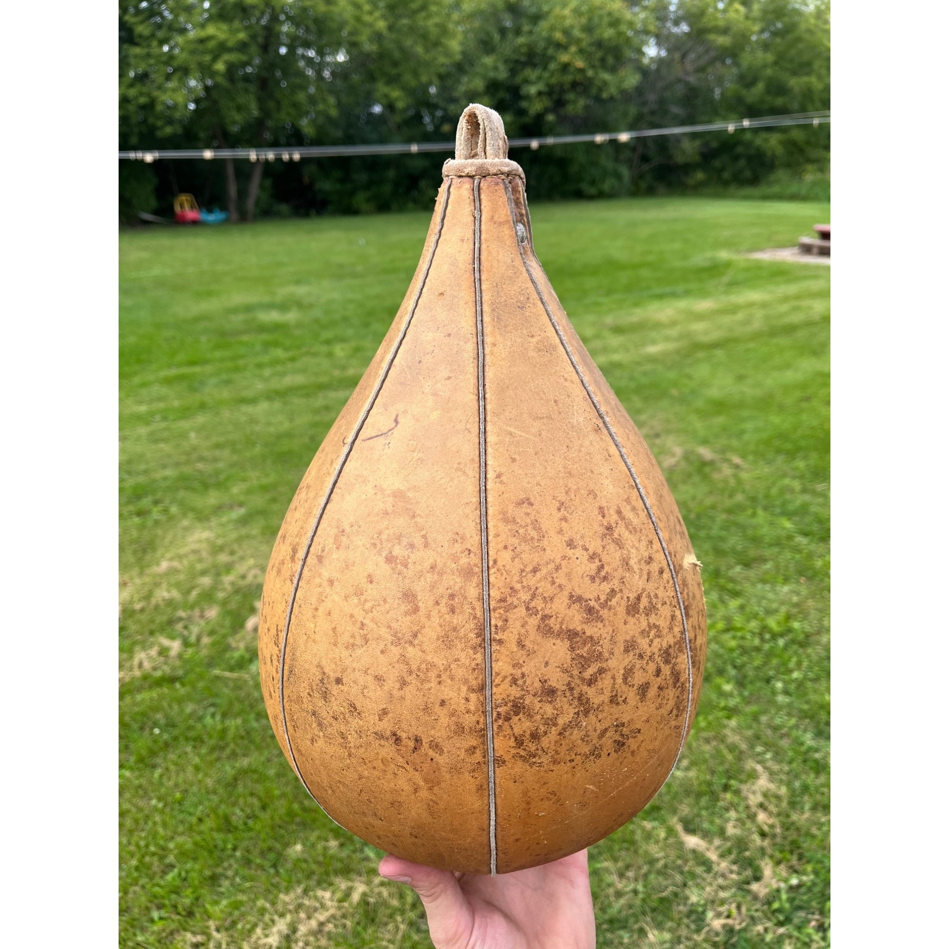 Antique Vintage Spalding Leather Stitched Speed Bag Boxing Gym